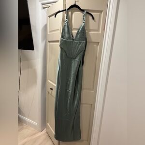 Green Halter Sheath Maxi Dress for Weddings